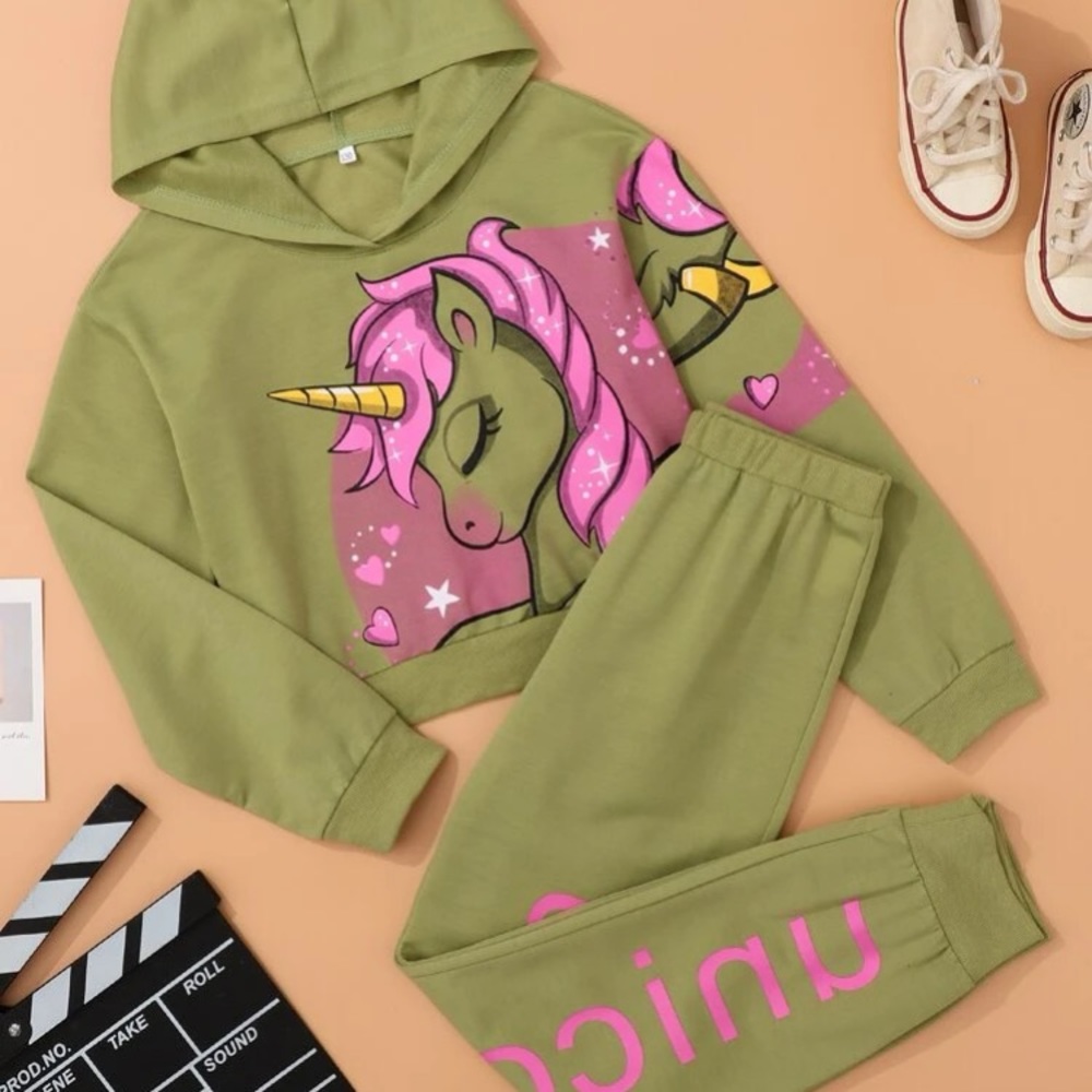 Unicorn Crop Hoodie and Sweatpants